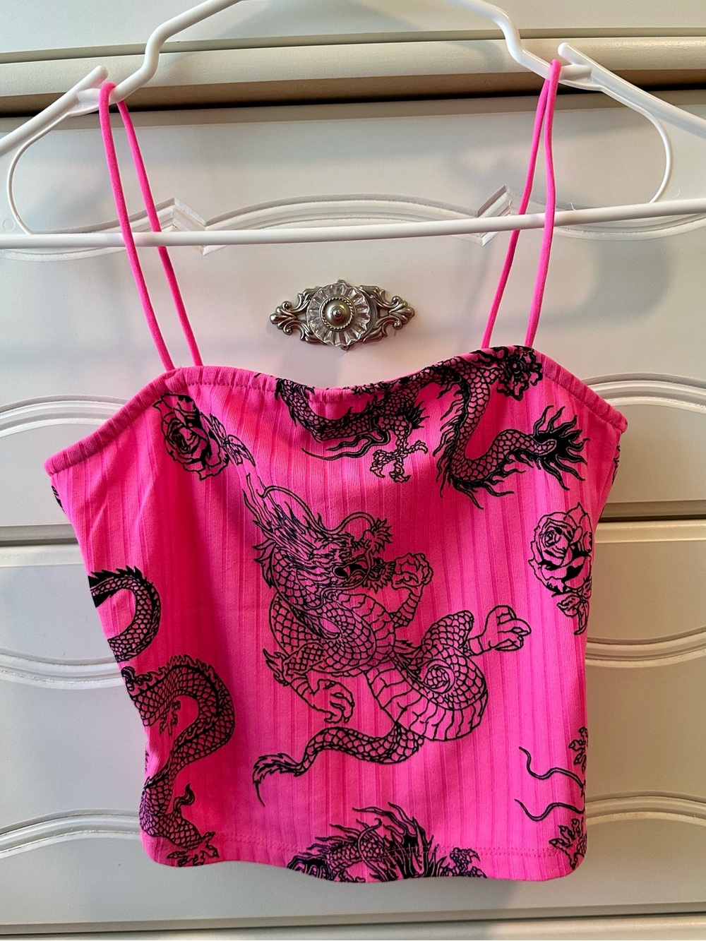 Rue21 Neon Pink Dragon Print Ribbed Cami Size S